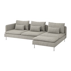 SÖDERHAMN sofa 4 dudukan dengan chaise longue dan ujung 