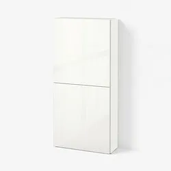 BESTÅ - Kabinet dinding dengan 2 pintu, putih/Selsviken high-gloss/putih, 60x22x128 cm
