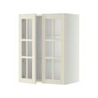 METOD - Wall cabinet w shelves/2 glass drs, white/Bodbyn off-white, 60x37x80 cm