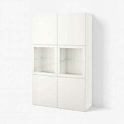 BESTÅ - Kabinet pintu kaca, putih Lappviken/Sindvik kaca bening putih, 120x42x193 cm