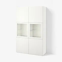 BESTÅ - Kabinet pintu kaca, putih Lappviken/Sindvik kaca bening putih, 120x42x193 cm