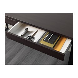 MICKE - Desk, black-brown, 142x50 cm