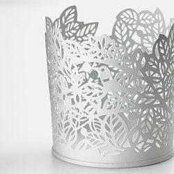 SAMVERKA - Tealight holder, white, 8 cm