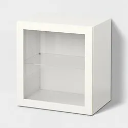 BESTÅ - Unit rak dengan pintu kaca, putih/Sindvik kaca bening putih, 60x42x64 cm