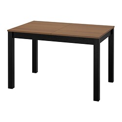 ÅLHULT - Meja yang dapat dipanjangkan, hitam/cokelat, 120/170x80 cm