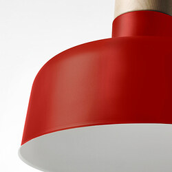 BUNKEFLO - Lampu gantung, merah/kayu birch, 36 cm