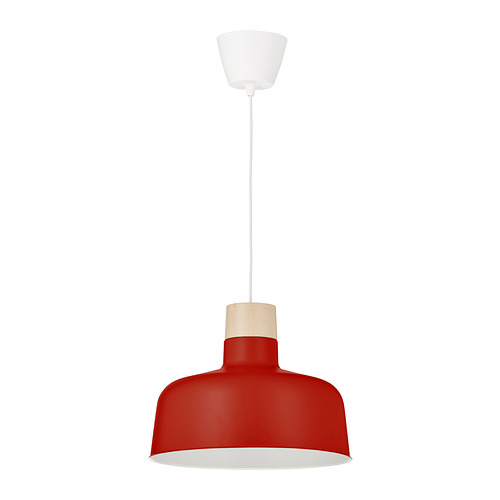 BUNKEFLO pendant lamp, red/birch, 36 cm | IKEA Indonesia