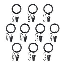 SYRLIG - Cincin gorden dengan klip + pengait, hitam, 25 mm