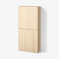 BESTÅ - Kabinet dinding dengan 2 pintu, efek kayu oak diwarnai putih/Lappviken efek kayu oak diwarnai putih, 60x22x128 cm