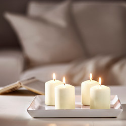 HEMSJÖ - Unscented block candle, natural, 8 cm
