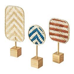 KALKKÄRR - Dekorasi, set isi 3, bambu/kayu pinus