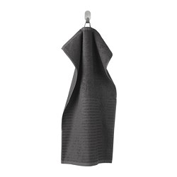 VÅGSJÖN - Hand towel, dark grey, 40x70 cm