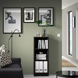 BILLY - Rak buku, hitam efek kayu oak, 40x28x106 cm