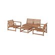 NÄMMARÖ - 4-seat conversation set, outdoor, light brown stained