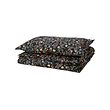 BRUDKRUSBÄR - Sarung duvet dan sarung bantal, hitam aneka warna/motif bunga, 150x200/50x80 cm