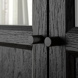 OXBERG - Panel/pintu kaca, hitam efek kayu oak, 40x192 cm