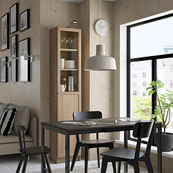 BILLY/OXBERG - Bookcase with panel/glass door, oak effect, 40x30x202 cm