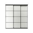 HOKKSUND/SKYTTA - Sliding door combination, black/high-gloss light grey, 226x240 cm