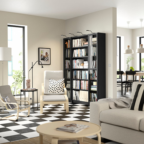 BILLY / OXBERG bookcase with glass-doors, white, 120x30x202