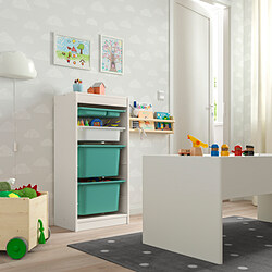 TROFAST - Storage combination with boxes/tray, white turquoise/white, 46x30x95 cm