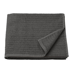 VÅGSJÖN - Bath towel, dark grey, 70x140 cm