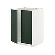 METOD - Base cabinet for sink + 2 doors, white/Havstorp deep green, 60x60x80 cm
