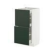 METOD/MAXIMERA - Kab dasar dg 2 pintu/3 laci, putih/Havstorp hijau gelap, 40x37x80 cm