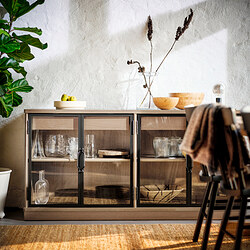 LANESUND - Lemari bufet, abu-abu cokelat, 161x47x81 cm