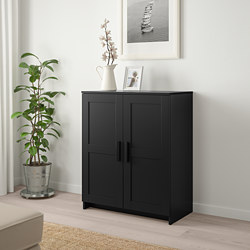 BRIMNES - Kabinet berpintu, hitam, 78x95 cm