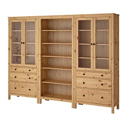 HEMNES - Storage combination w doors/drawers, light brown, 270x198 cm