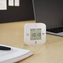 KLOCKIS - Jam/termometer/alarm/pengatur waktu, putih, 7x7 cm
