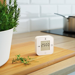KLOCKIS - Clock/thermometer/alarm/timer, white, 7x7 cm