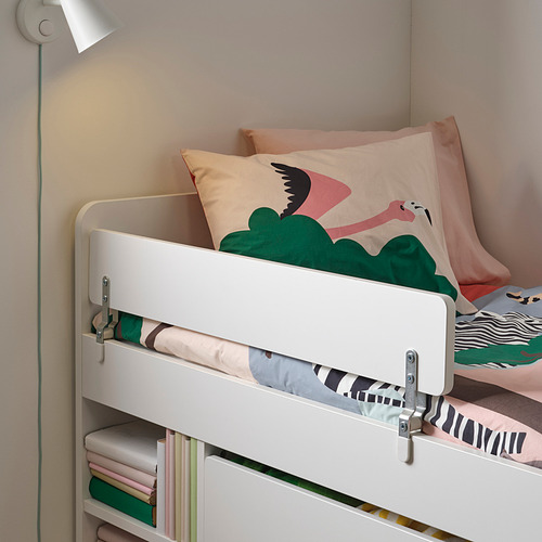 NATTAPA/SLÄKT bed frm w strg+guard rl+slat bd bse