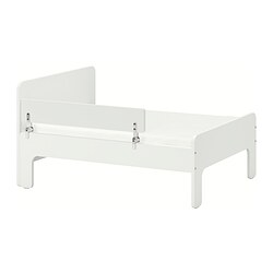 NATTAPA/SLÄKT - Ext bed frm w guard rl+slat bd base, white, 80x200 cm