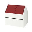 VITBJÖRN - Unit penyimpanan dengan laci, putih/merah, 80x55x78 cm