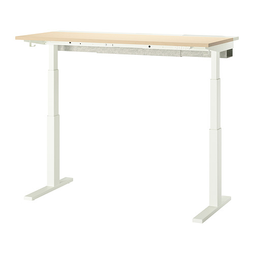 MITTZON desk sit/stand, electric birch veneer/white, 140x60 cm
