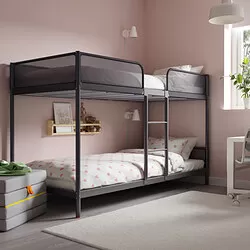 TUFFING - Rangka tempat tidur tingkat, abu-abu tua, 90x200 cm
