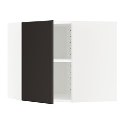 METOD - Corner wall cabinet with shelves, white/Kungsbacka anthracite, 68x37x60 cm