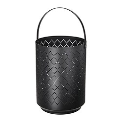 URSKILJA - Lantern for block candle, black, 22 cm