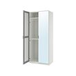 KAMMARTORP/PAX - Wardrobe combination, white mirror glass/grey, 100x60x236 cm