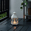KRINGSYNT - Lantern for tealight, in/outdoor, white, 21 cm