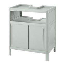 IVÖSJÖN - Wash-basin base cabinet, with sliding doors/green, 50x33x57 cm