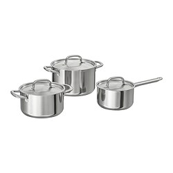 IKEA 365+ - Peralatan memasak, set isi 6, baja tahan karat