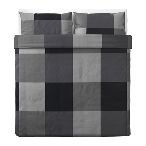 BRUNKRISSLA sarung duvet dan 2 sarung bantal