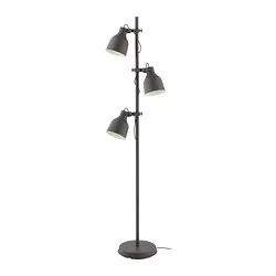 HEKTAR - Lampu lantai dengan 3 tangkai lampu, abu-abu tua