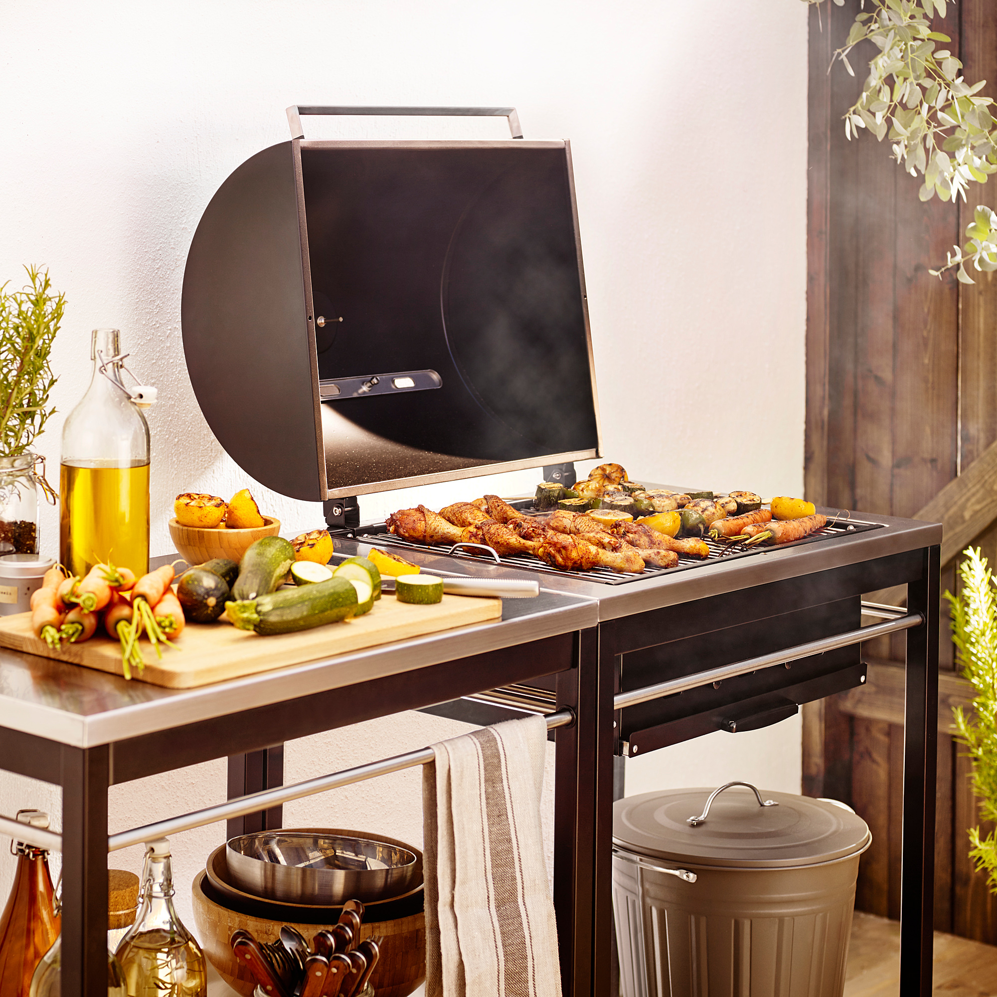 KLASEN charcoal barbecue with trolley, stainless steel IKEA Indonesia