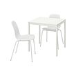 MELLTORP/LIDÅS - Meja dan 2 kursi, putih putih/putih putih, 75x75 cm