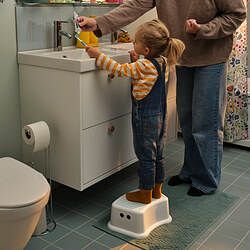 FÖRSIKTIG - Children's stool, white/turquoise