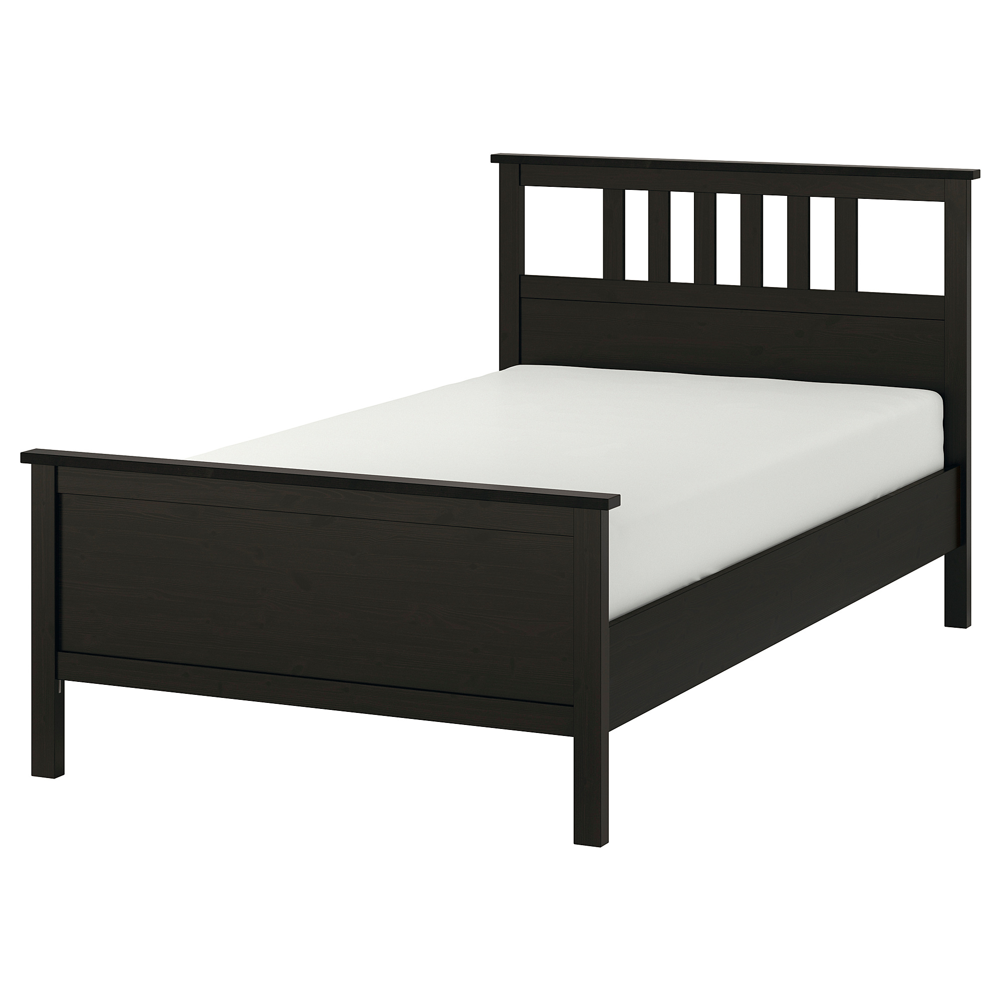 HEMNES rangka tempat tidur, hitam-cokelat/Lönset  IKEA 