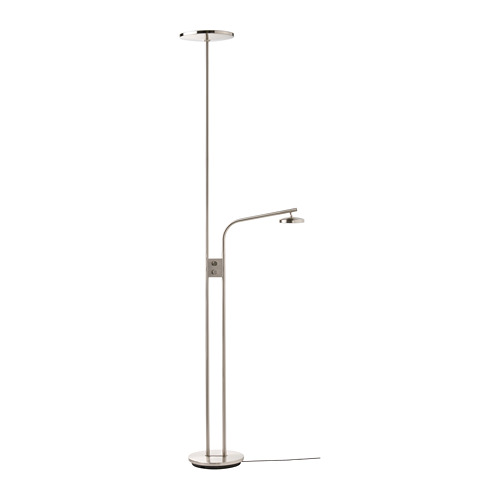 ISJAKT LED floor uplighter/reading lamp, dimmable/nickelplated, 180 cm